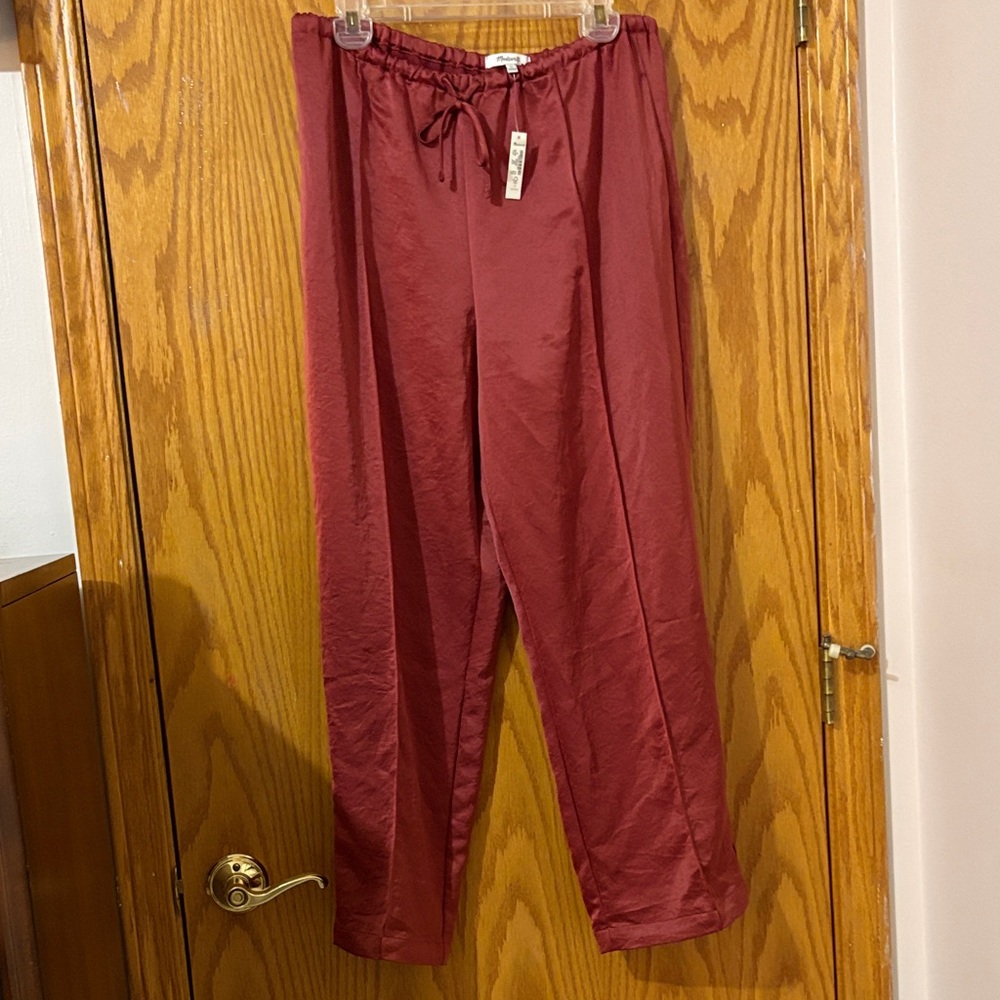 Madewell Women’s Burgundy satin Pants medium petite NWT